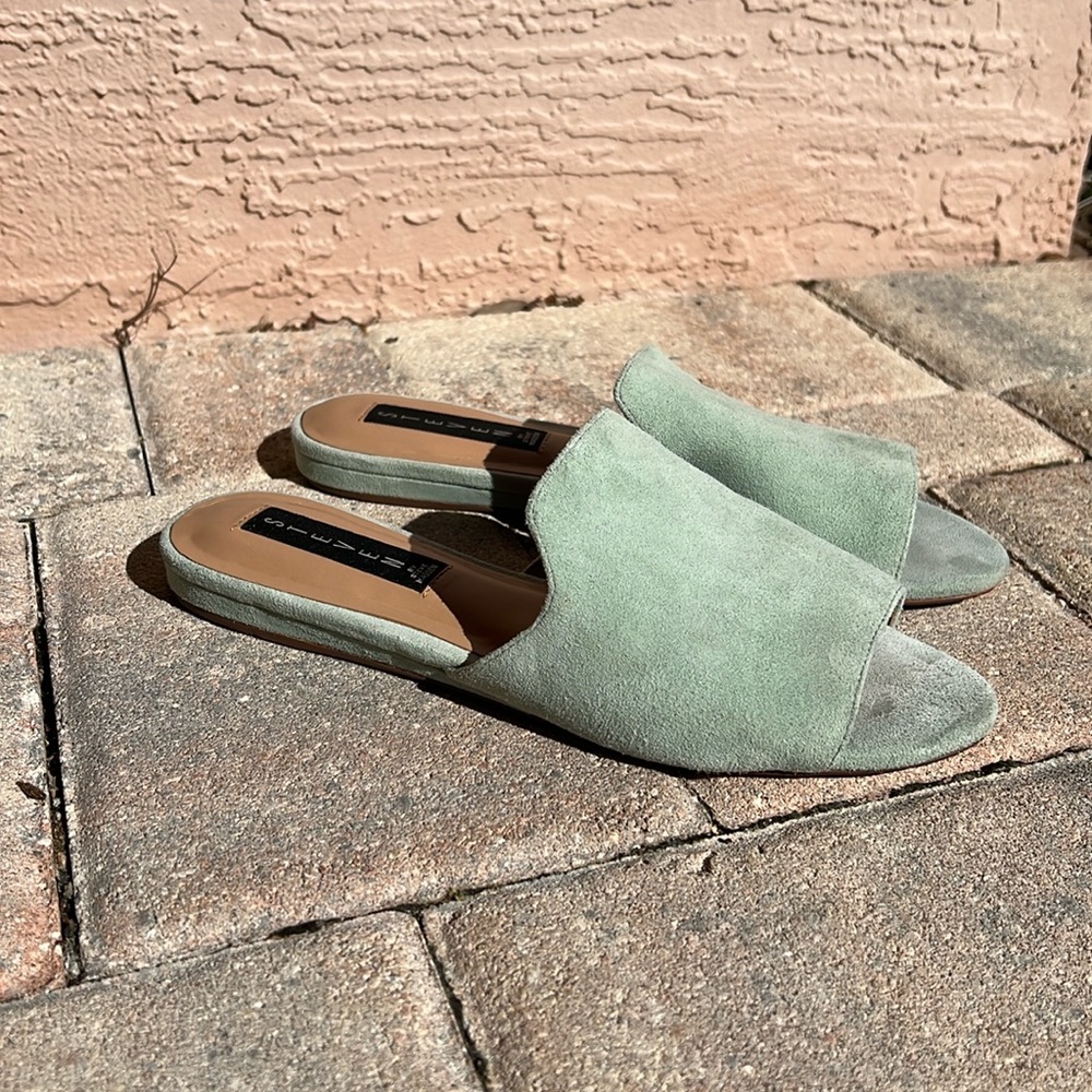 Steven by Steve Madden Sensai Green Suede Sandals Slides Open Toe Mule Size 8 - Picture 2 of 10